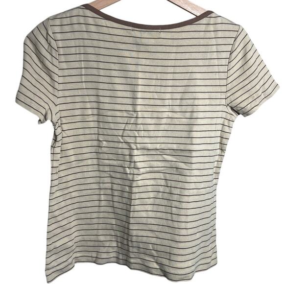 Ralph Lauren Large Gold Striped 100% Cotton Women's Top - Picture 2 of 5